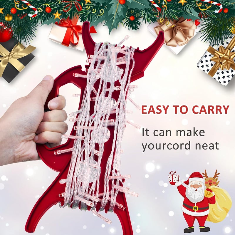 Emsiok 4PCS Christmas Lights Storage Holder Red Holiday Light Organizer All Purpose Lights Cord Wind Up Christmas Light Winder String Lights Storage for Tree Lights Garland Beads Extension Cord - Image 4